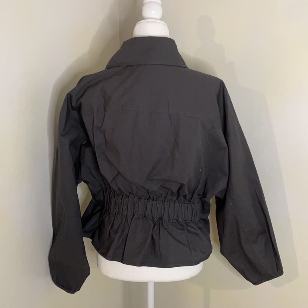 NWOT Anthropologie Dolman Sleeve Grey Utility Moto Jacket Size M cinched waist - Picture 4 of 7